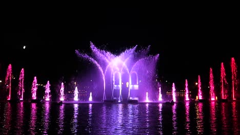 colorful water fountains over lake during light festival