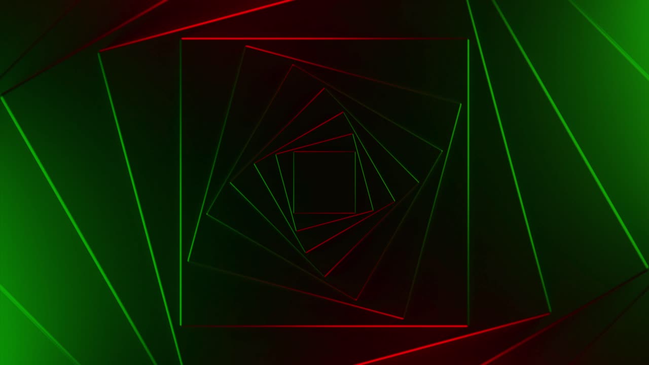 Fondo abstracto en espiral de neón verde y rojo