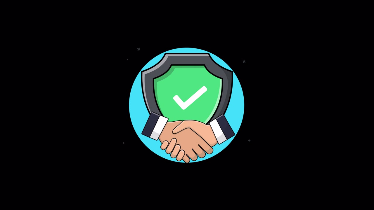 Animated Handshake with Shield and Checkmark Icon