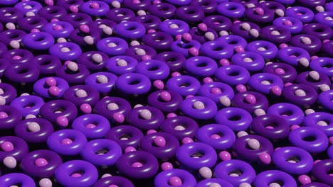 abstract 3d render scene with animated multicolor toruses and balls. seamless loop modern satisfying motion graphic