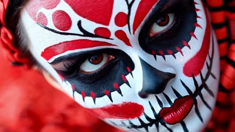 a woman with a face painted like a skeleton