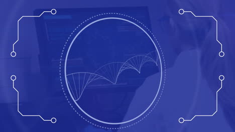animación del procesamiento de datos sobre el hilado de cadenas de adn