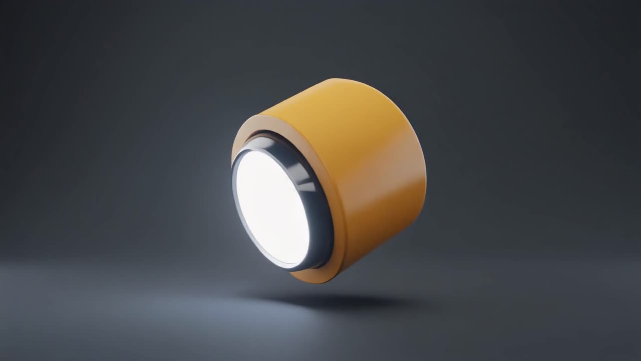 Abstract 3D Glowing Cylinder Object Rotating and Morphing
