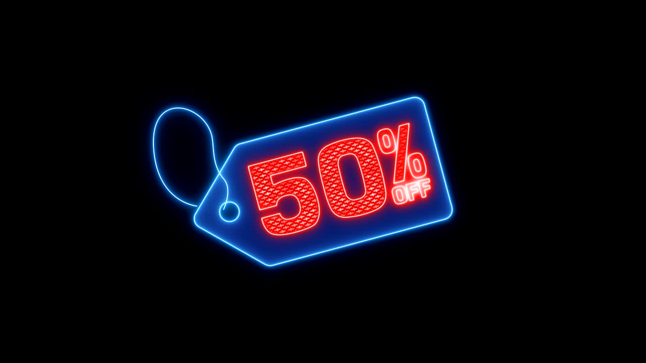 50% 할인, 다채로운 네온 빛 애니메이션