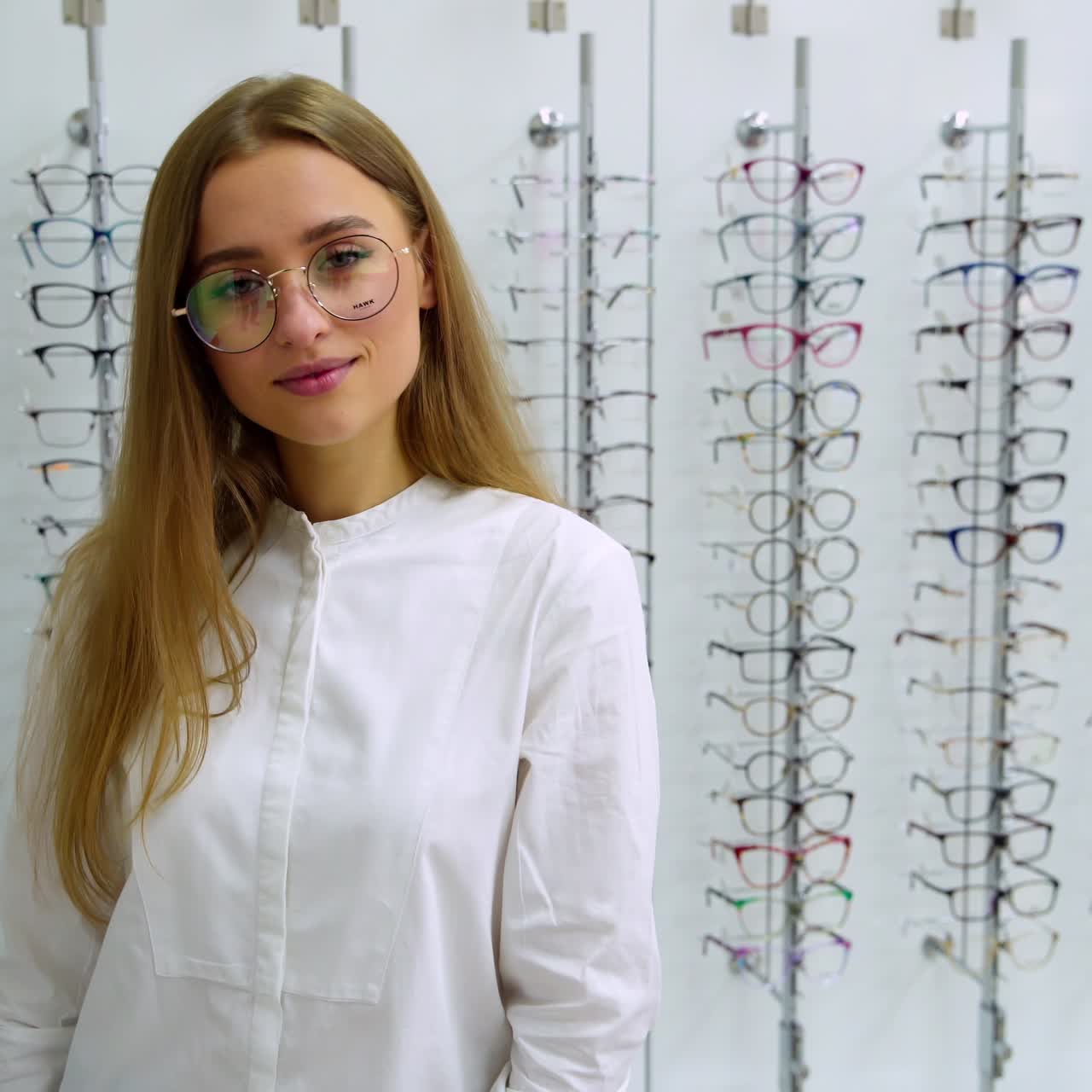 Woman trying new glasses