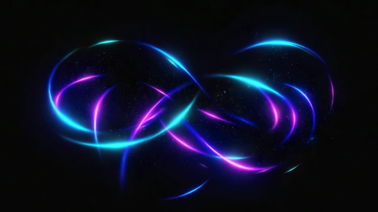 Abstract neon light trails on a dark background