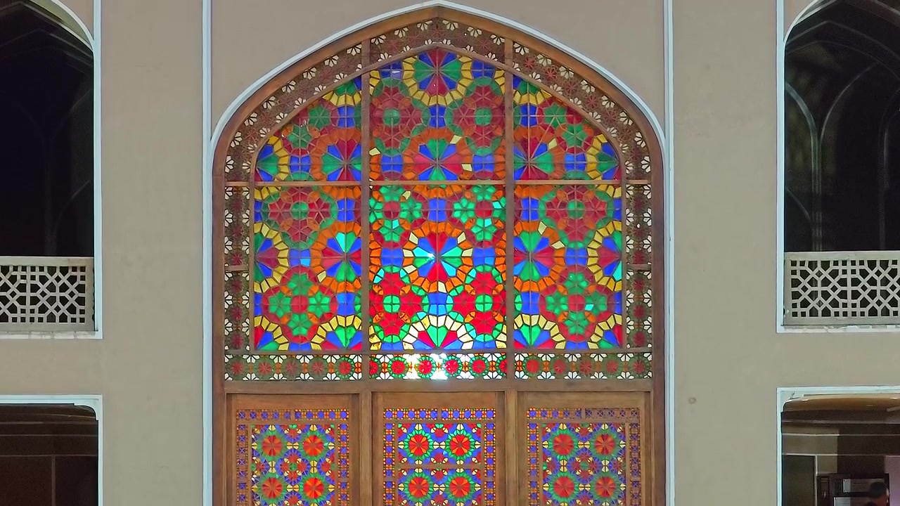 Traditional Persian Stained Glass Window in Historic Building