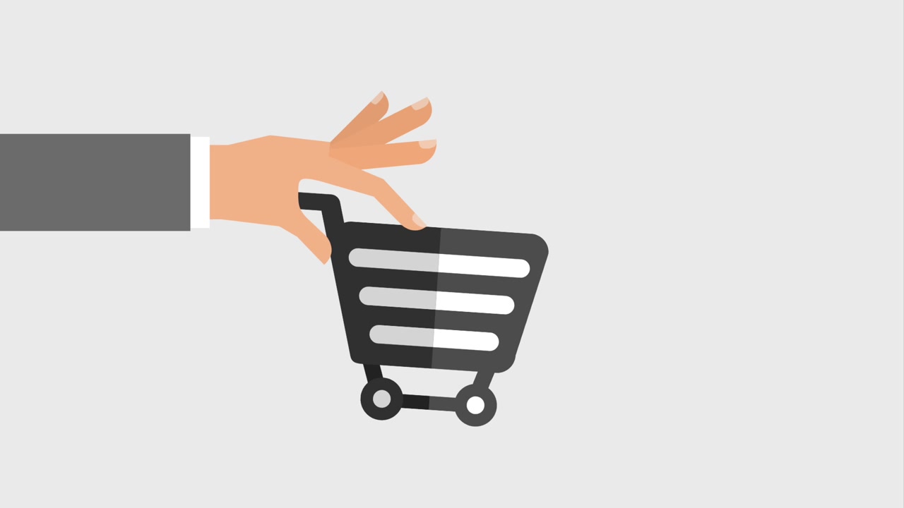 hand moving shopping cart icons
