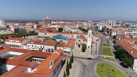 flying over church of aveiro in portugal