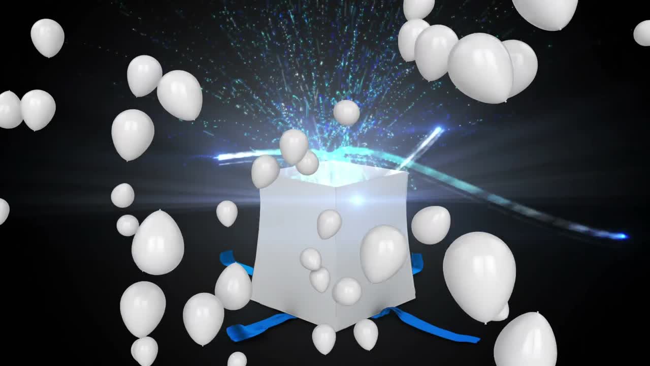 블랙 배경에 풍선과 선물