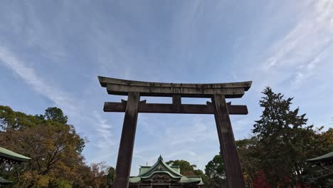 progressive approach to a shinto shrine gate