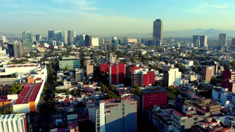 Vista-Aérea-Ciudad-De-México-Barrio-Residencial-Polanco-Mañana-Paisaje-Urbano