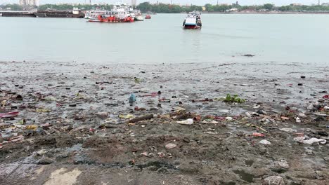 View of dirty seashore of Ganga in Howrah, Kolkata
