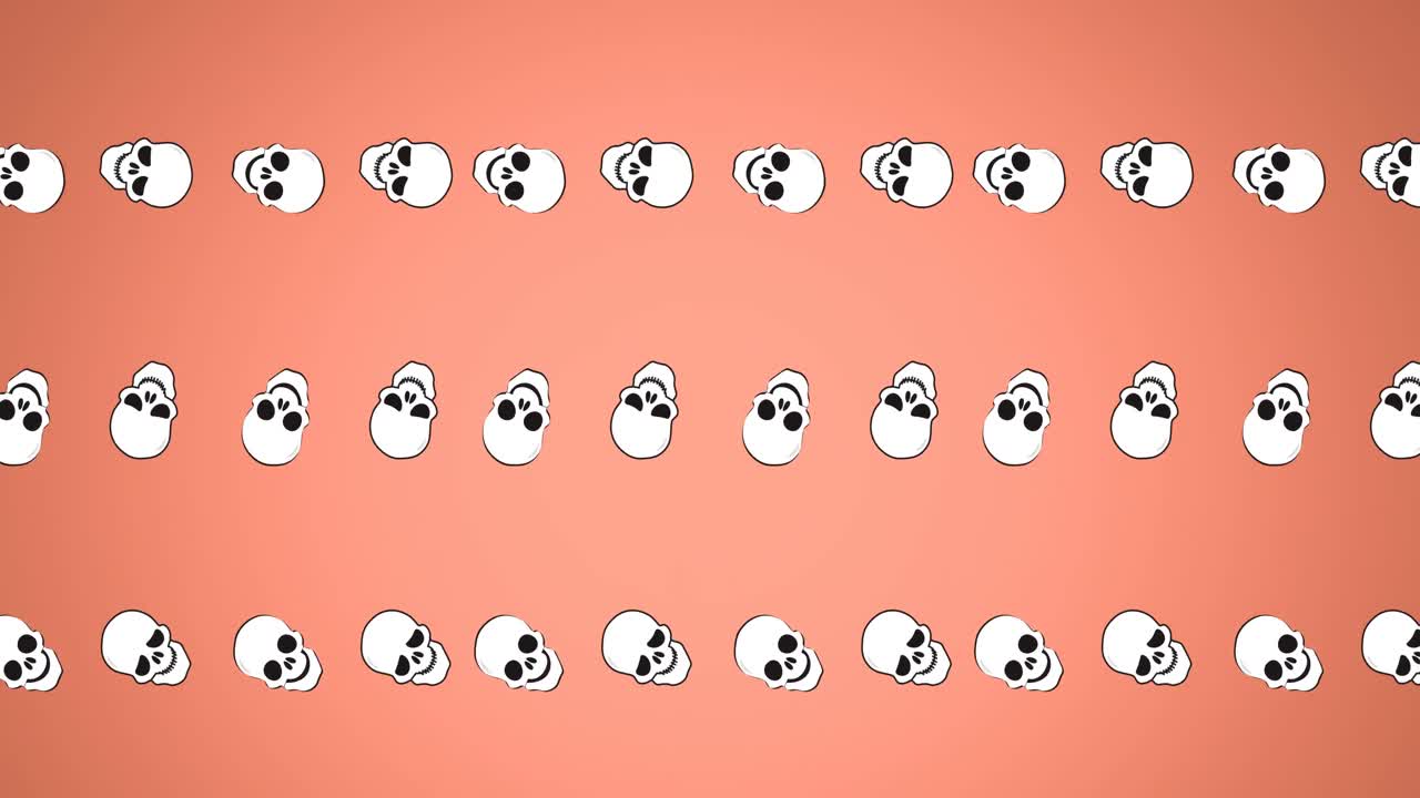 Animation of moving skulls on pink background