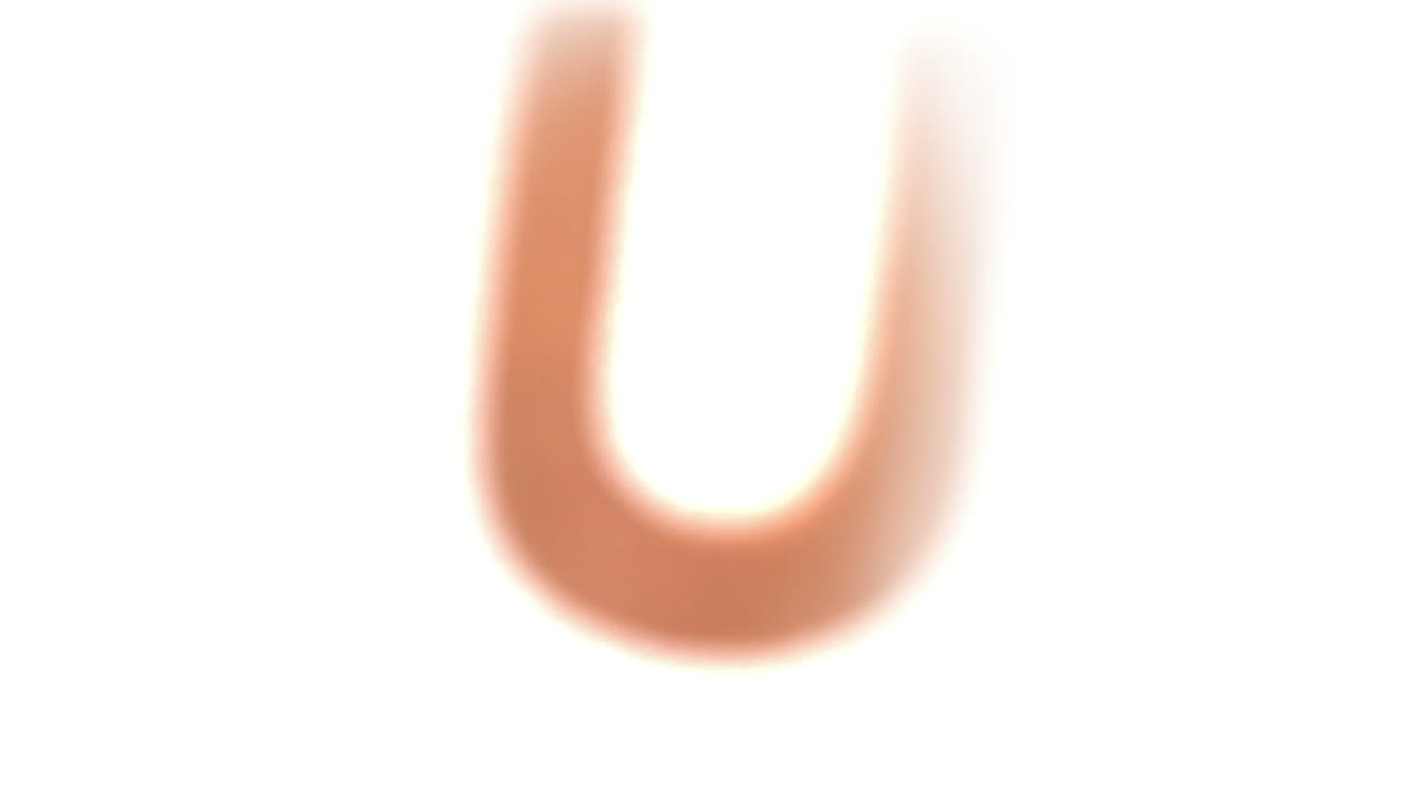 A letra U subindo em fundo branco