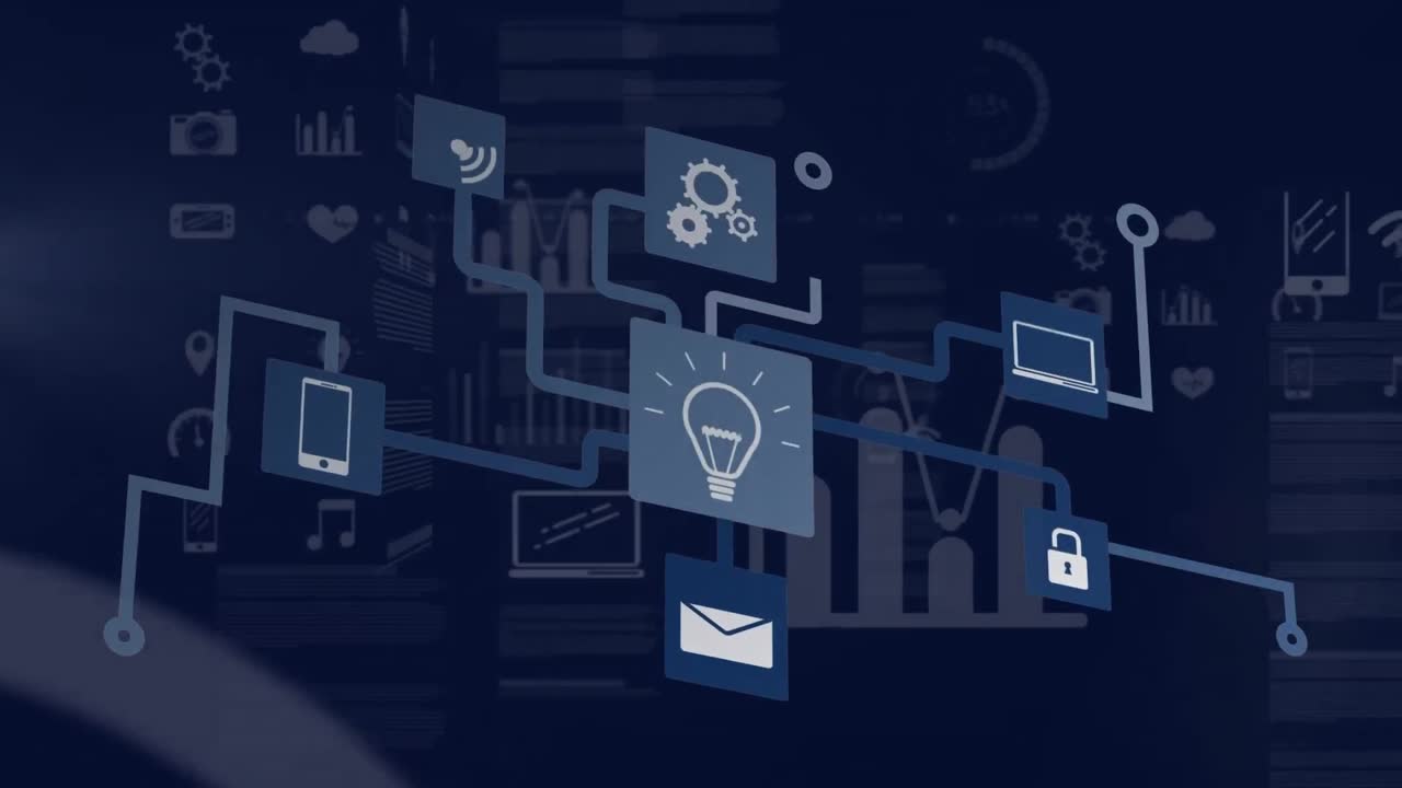 Animation of network of connections in blue background