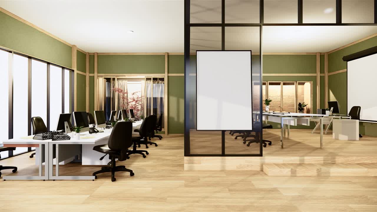 오피스 비즈니스 - 아름다운 일본  회의실과 컨퍼런스 테이블, 현대 스타일 3d 렌더링