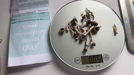 pharmacist measures magic mushrooms for depression prescription