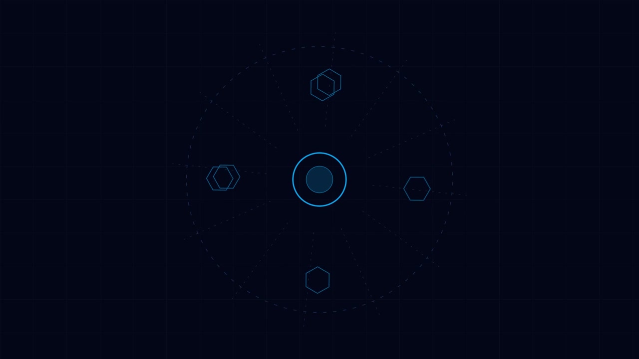 Abstract Digital Interface with Rotating Hexagonal Elements