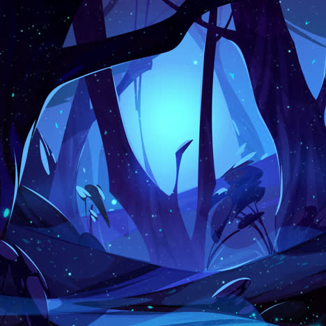 glowing night forest