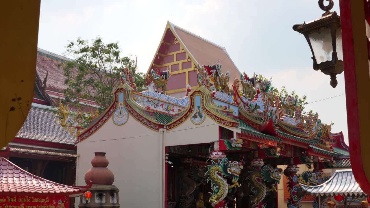 Chinese Temple at Ayutthaya Thailand Chao Mae Soi Dok Mak Shrine tilt shot