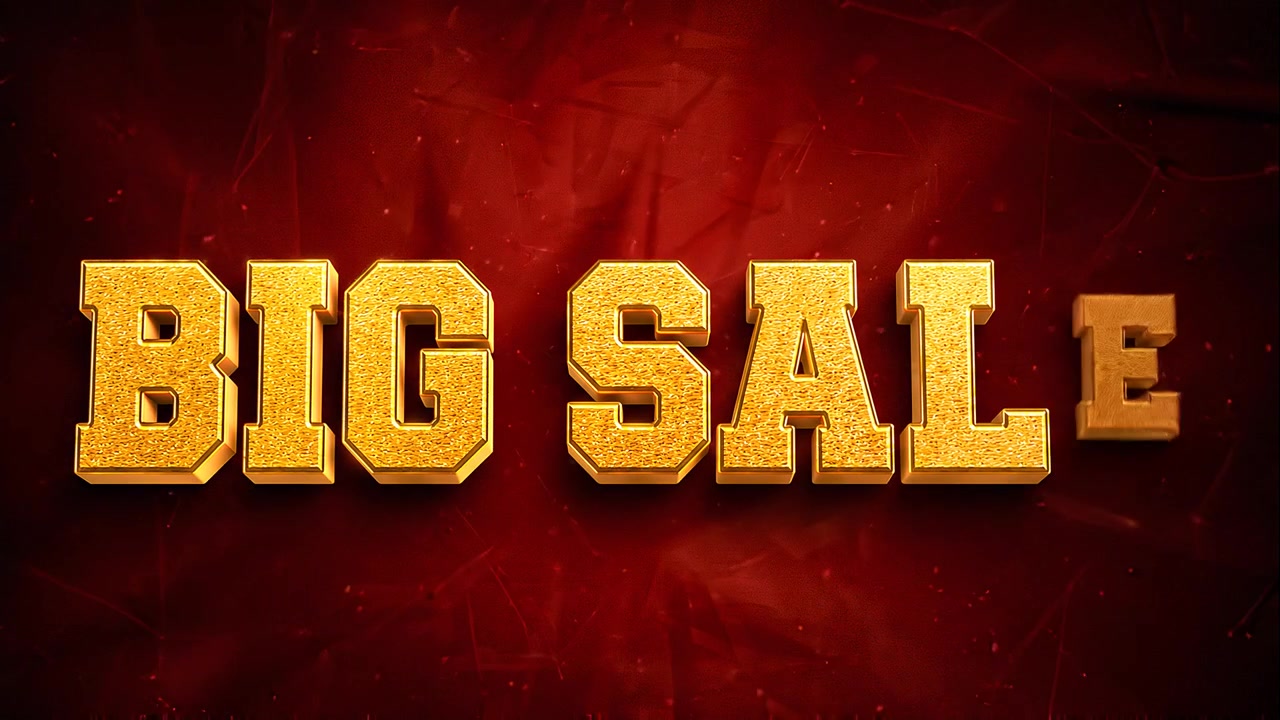 Animated Big Sale Text Reveal on Red Background