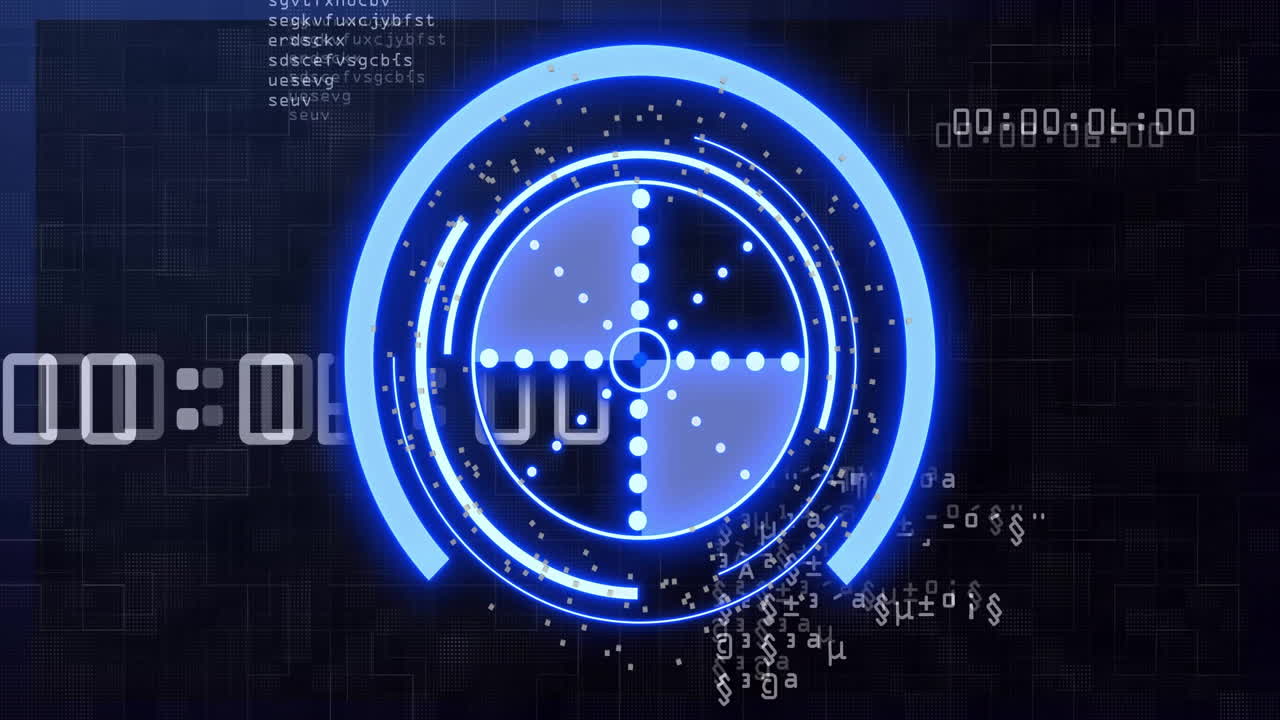 검은색 배경에 데이터 처리에 대한 범위 스캐닝의 애니메이션