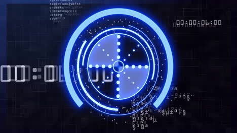 Animation of scope scanning over data processing on black background