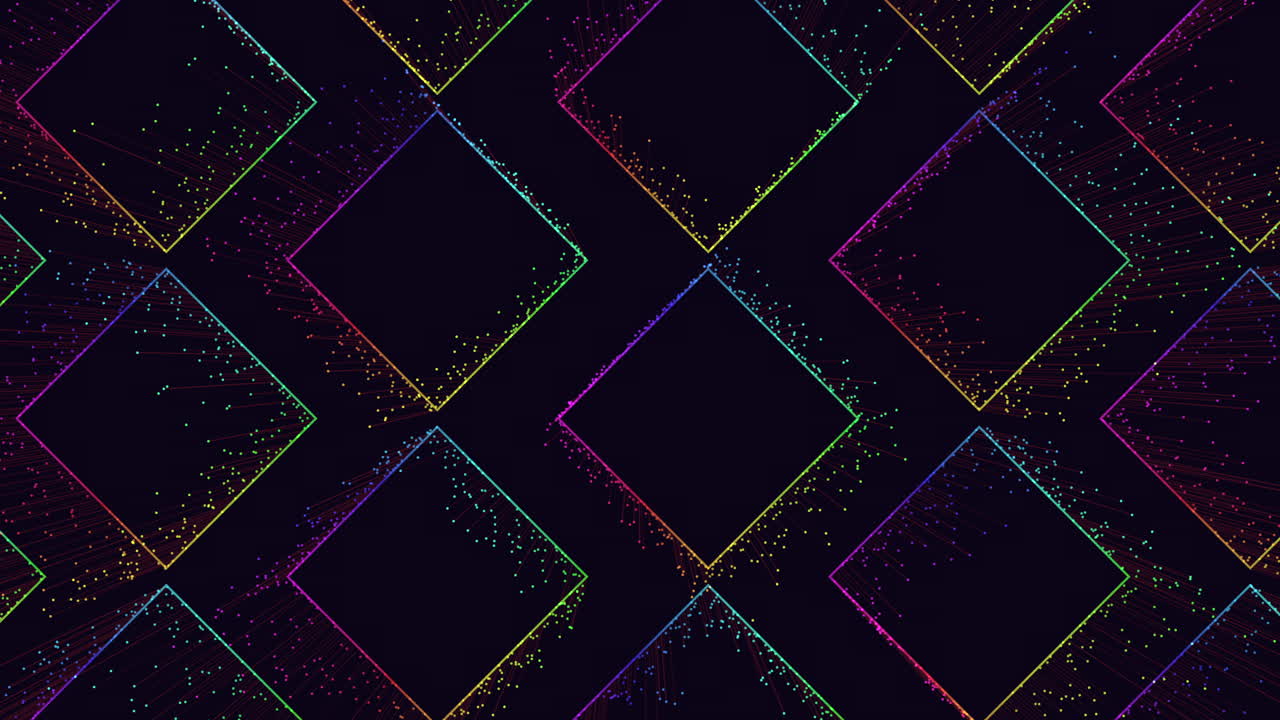 patrón de cubos de arco iris futurista con puntos y líneas de neón