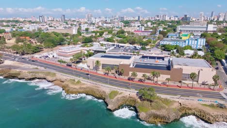 aerial view of colombian ministry of foreign affairs building in santo domingo during sunny day