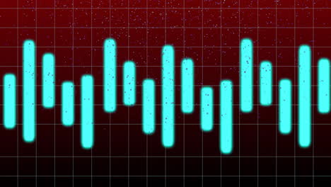 vertical glowing cyan bars being animated into wave pattern over dark gradient, with grid overlay
