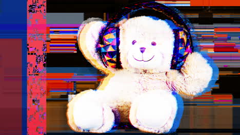 teddy bear with headphones - abstract art