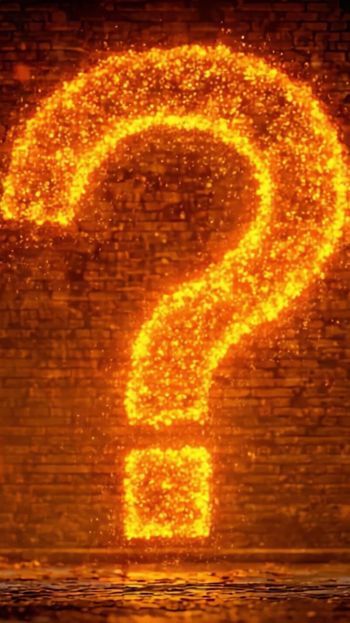 Una exhibición fascinante de un signo de interrogación iluminado creado con chispas brillantes, sobre un fondo texturizado que cautiva e enciende la curiosidad y el pensamiento