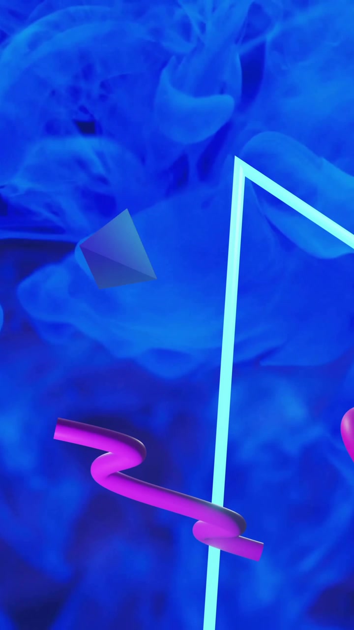 Abstract geometric shapes and lines animation over blue smoky background