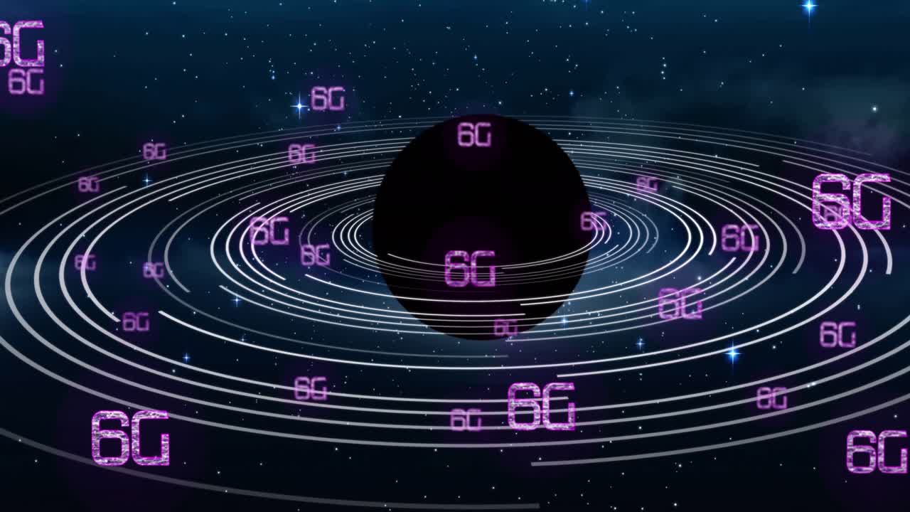 전 세계 6g 텍스트 네트워크의 애니메이션