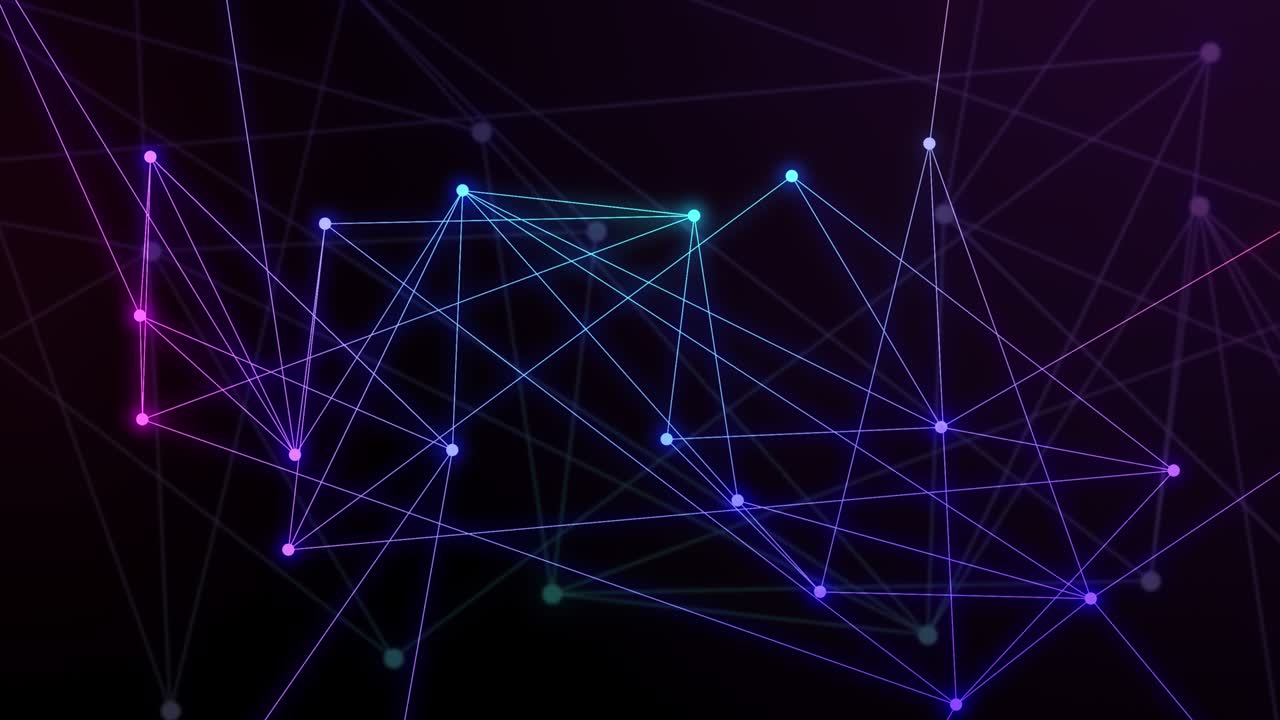 red de datos tecnológicos animados en bucle abstracto. puntos y conexiones futuristas. red global de cadena de bloques. animación geométrica para el fondo. tecnologías informáticas. partículas cibernéticas digitales