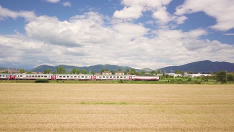 train passes in a wheat field