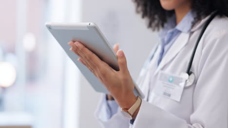 Medical,-doctor-and-tablet-with-hands-of-woman