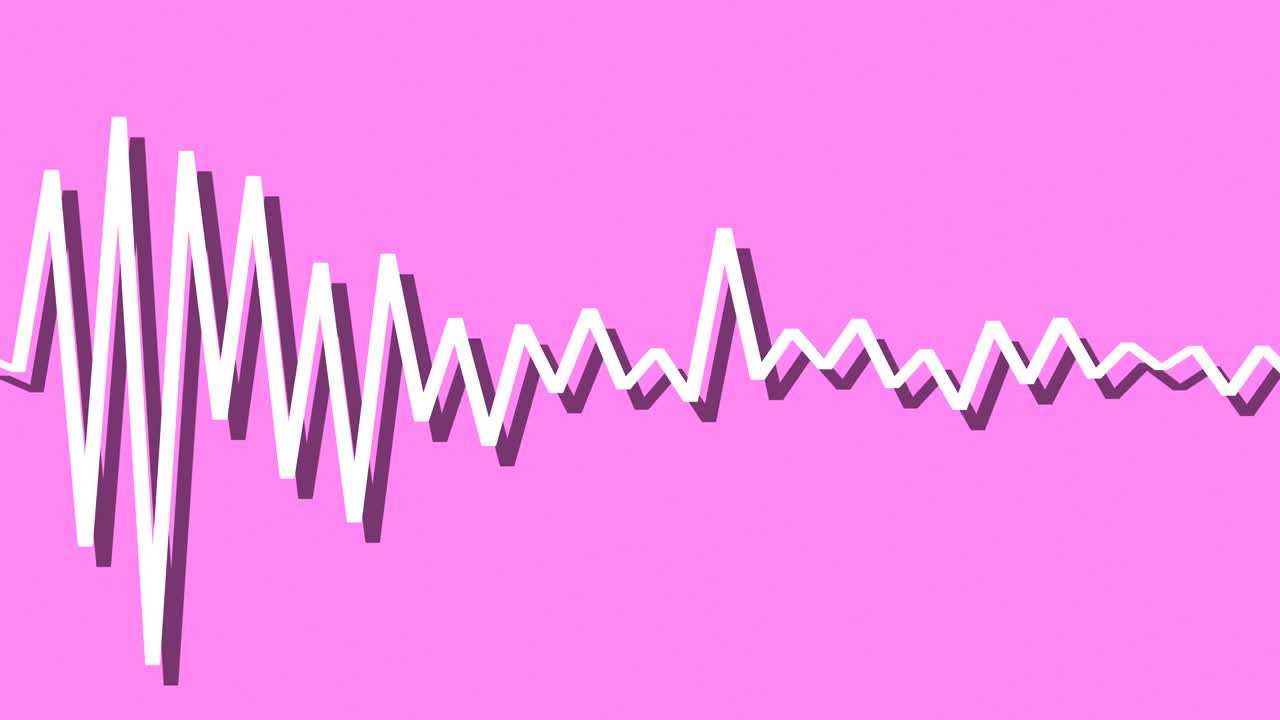 abstract audio spectrum equalizer single line with shadow on bright background pink