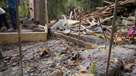 reinforcement rods stick out of concrete