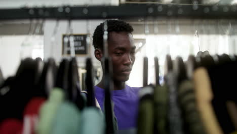 close up view of african american man in a store