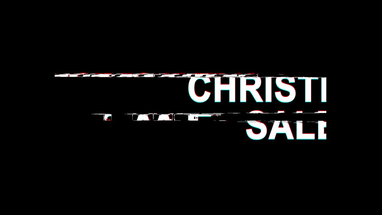 크리스마스 할인 글리치 효과 텍스트 디지털 tv 왜곡 4k 루프 애니메이션