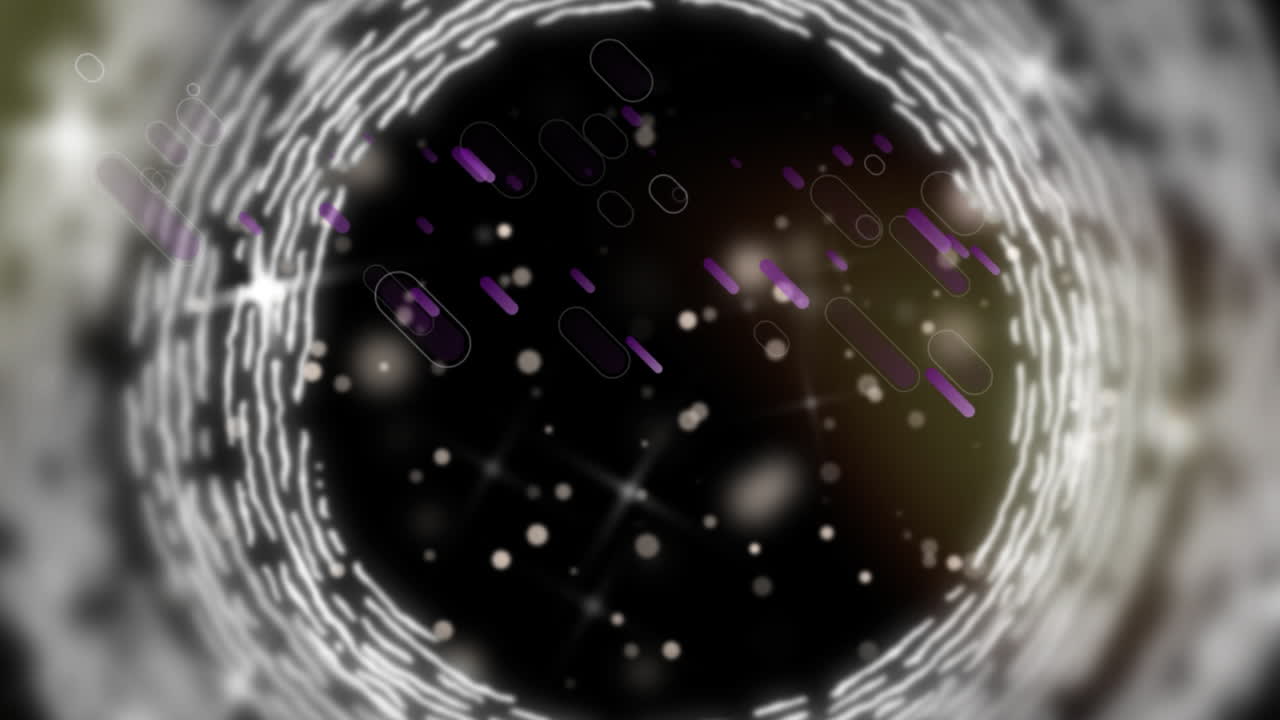 animación de formas púrpuras sobre círculos giratorios sobre fondo negro