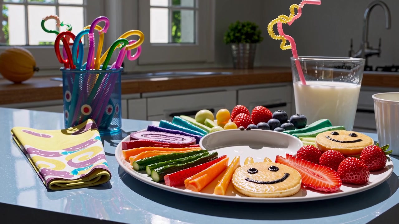 Plateau de fruits et légumes arc-en-ciel coloré pour enfants