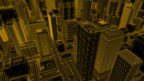 looping orange wireframe city – looking down