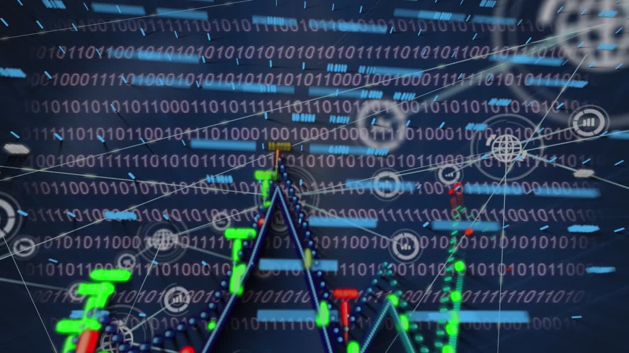 Animation of data processing over media icons