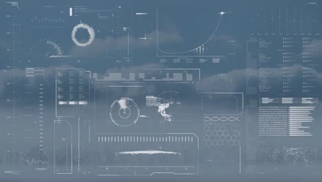 animation of data processing over cityscape
