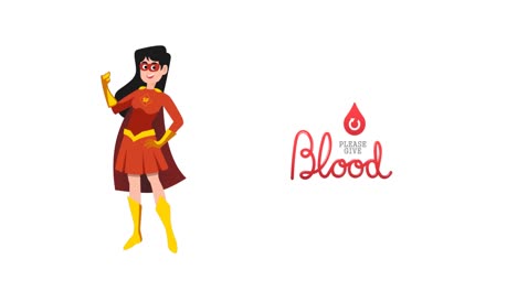 animación de por favor dar sangre sobre el icono médico en fondo blanco