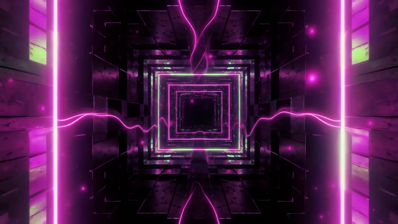 Futuristic Neon Tunnel with Pulsing Light Waves