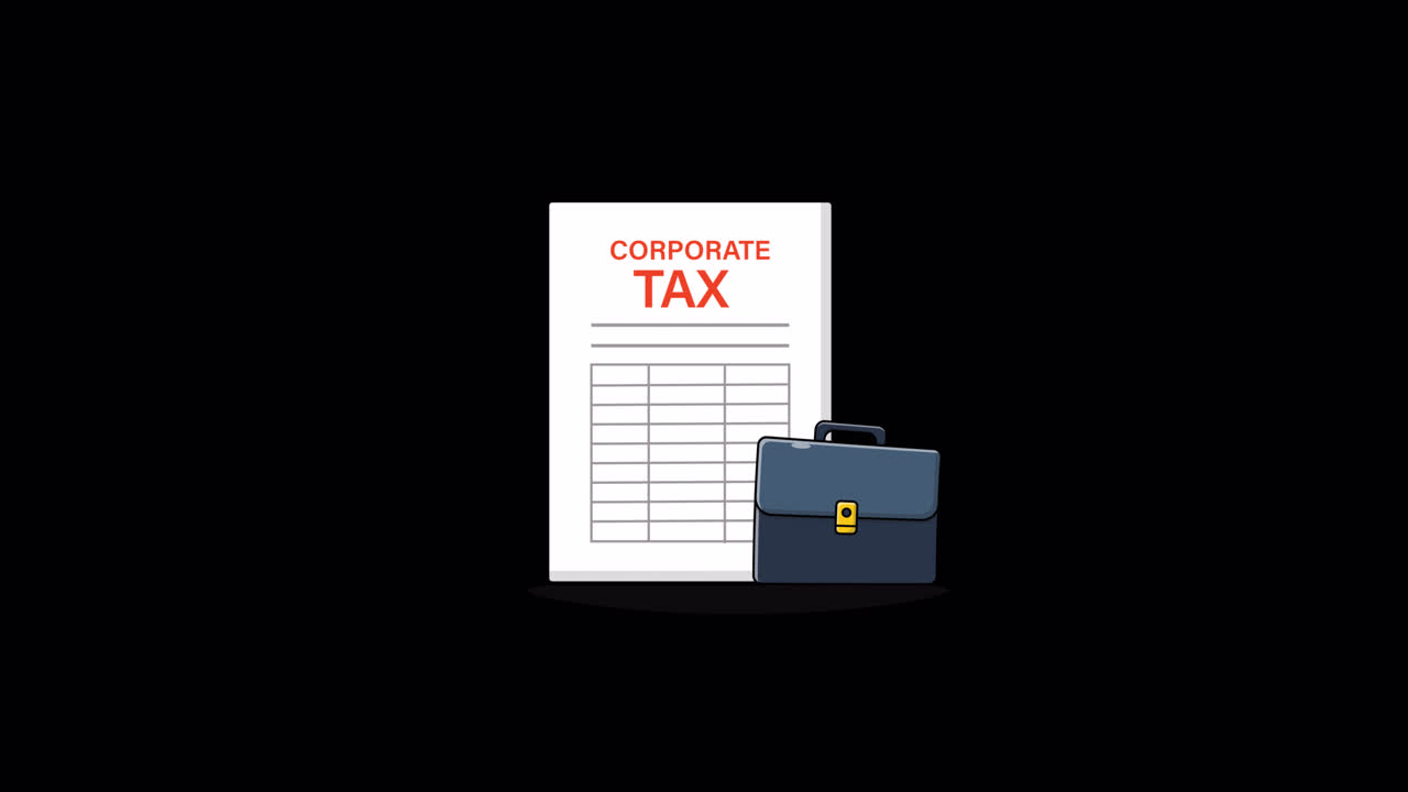 Documento fiscale aziendale animato e valigetta